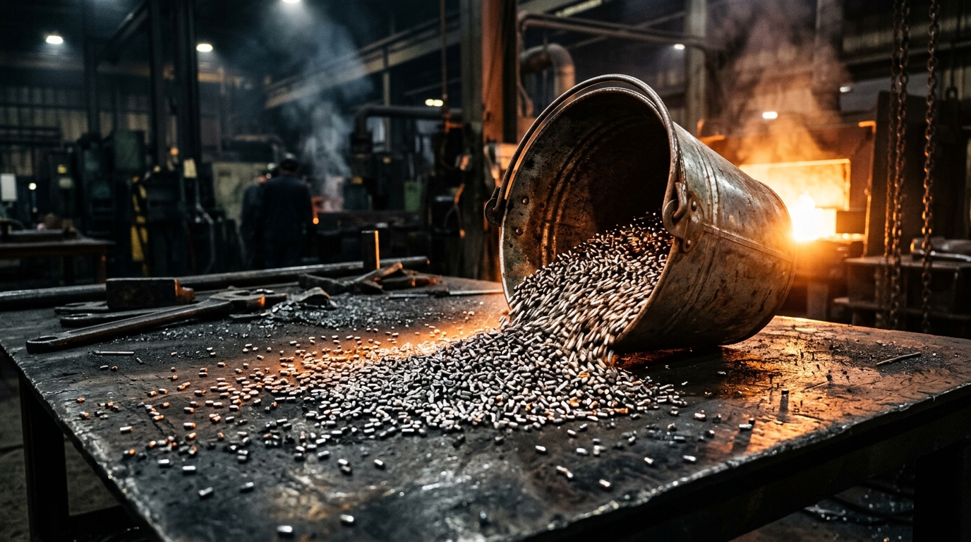 Spilled Metal Shots Bucket